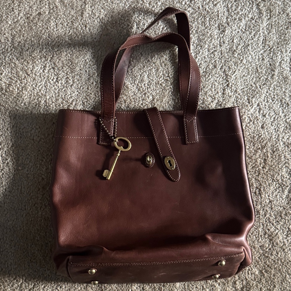 Fossil Leather Tote Bag